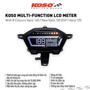 Đồng hồ công-tơ-mét điện tử chính hãng Koso cho xe Honda Vario 125-150-160 (2 van/4 van)